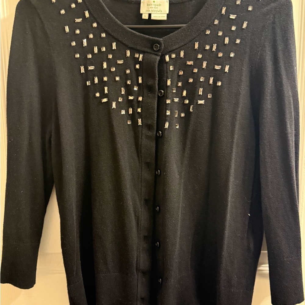 Kate Spade Black Embellished Cardigan Sweater